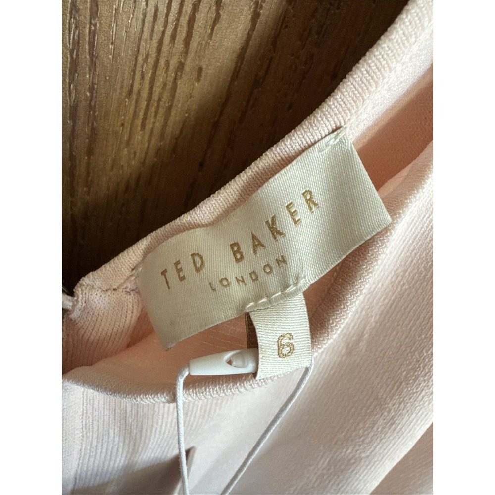 Ted Baker NWT $325 Full Needle Stitch Detailed Hem Mini Dress Size 6 Light Pink - Picture 10 of 13